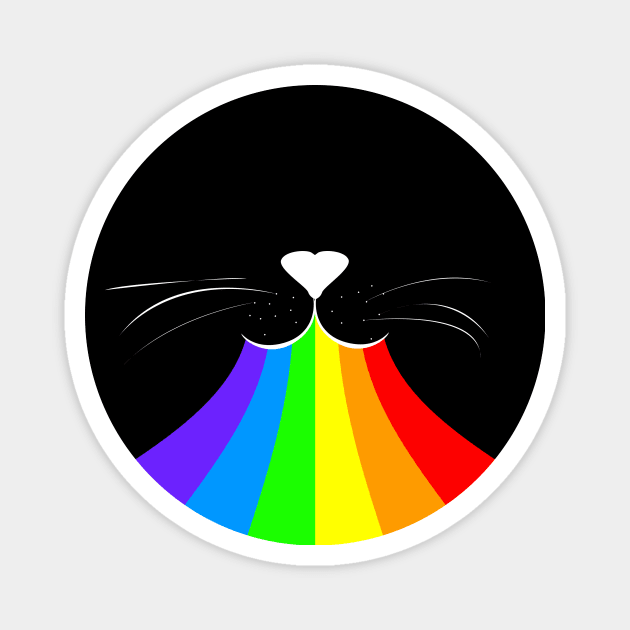 Rainbow cat face Magnet by Rishirt